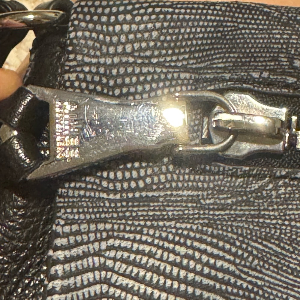 Aimee Kestenberg Black Leather Crossbody Bag - Textured Snake Print Accent - Picture 13 of 13